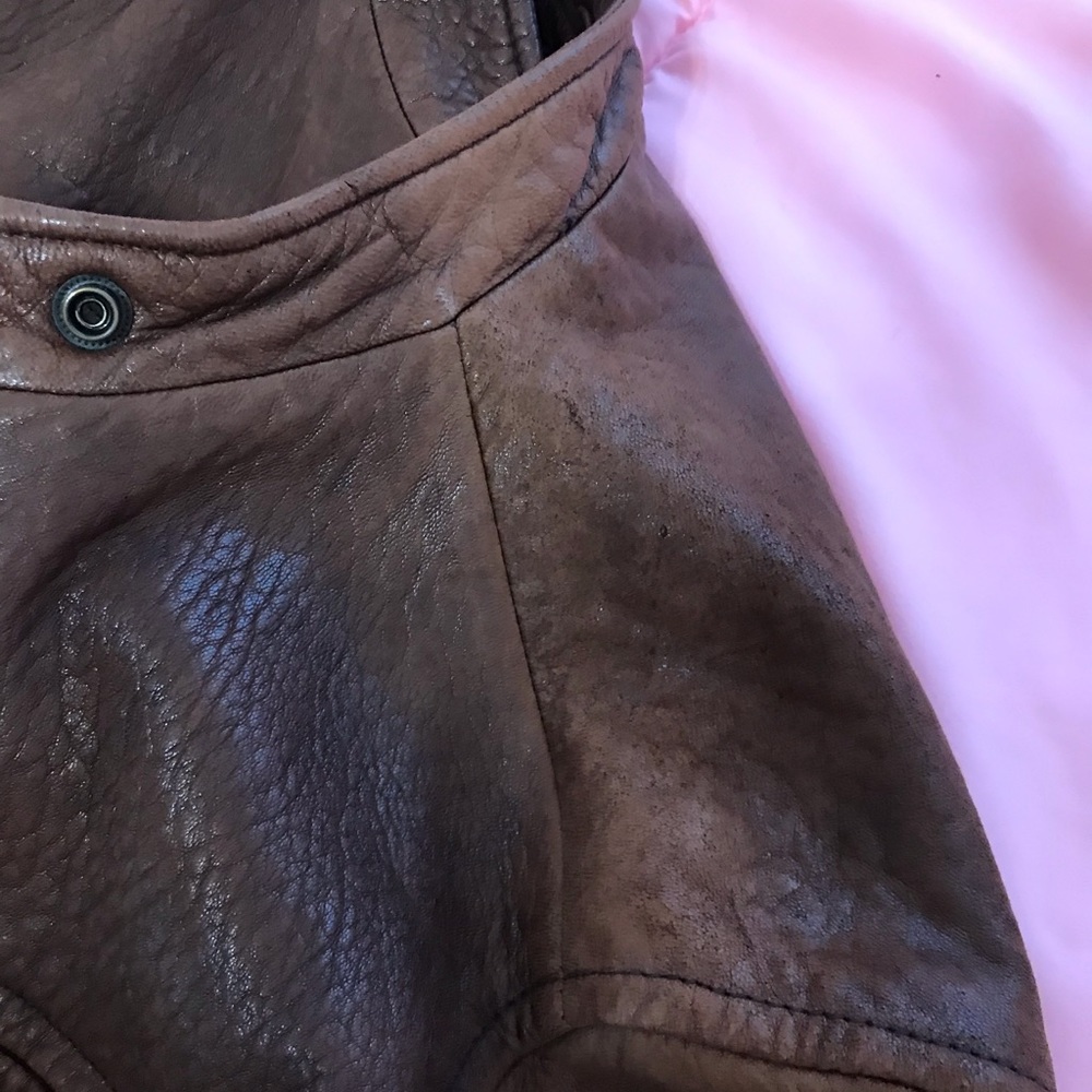 Brown Soft Leather Jacket, Medium - image 5